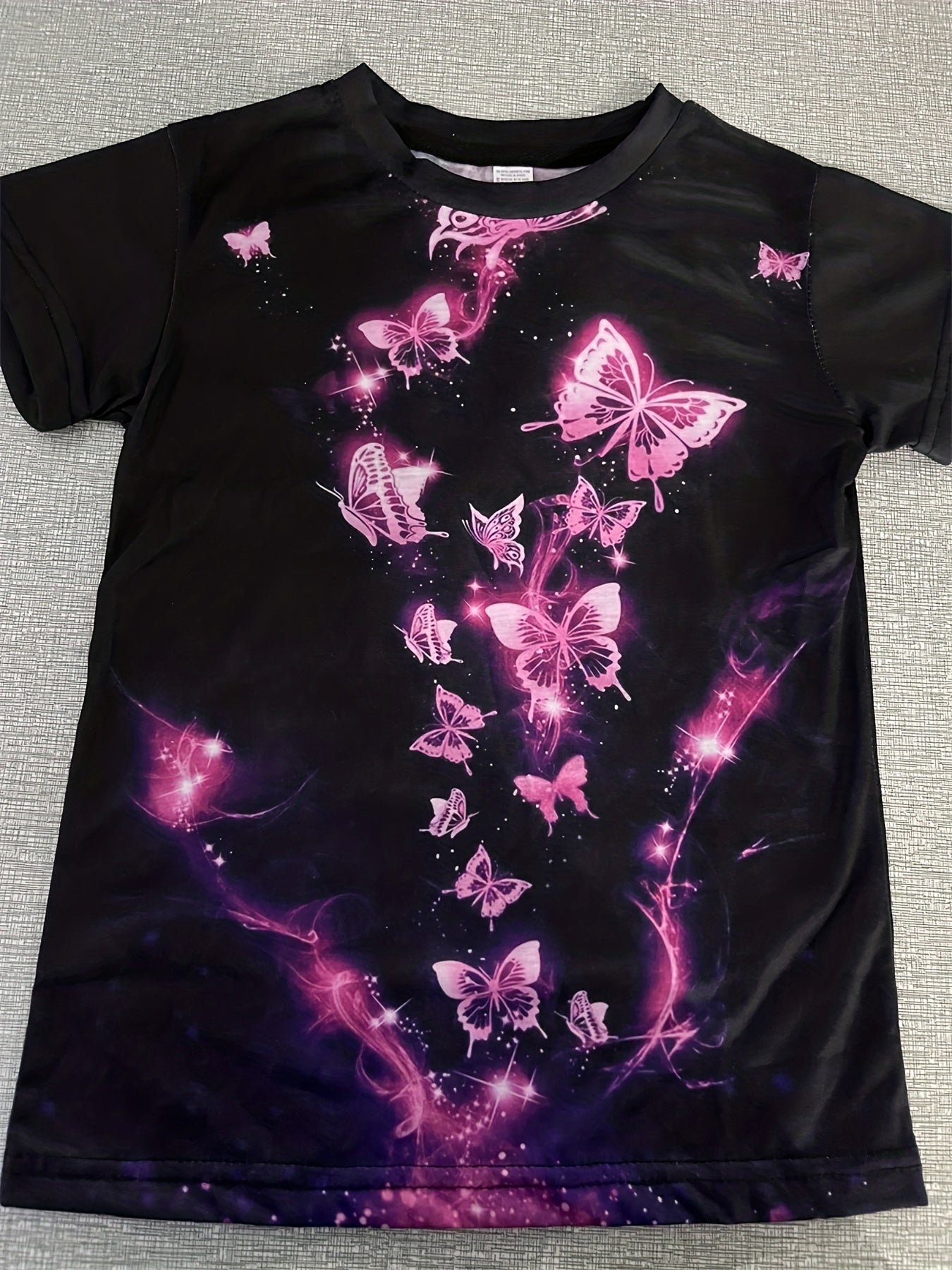 Girls Butterfly Graphic T Shirt 3D Digital Print Casual Summer Tee
