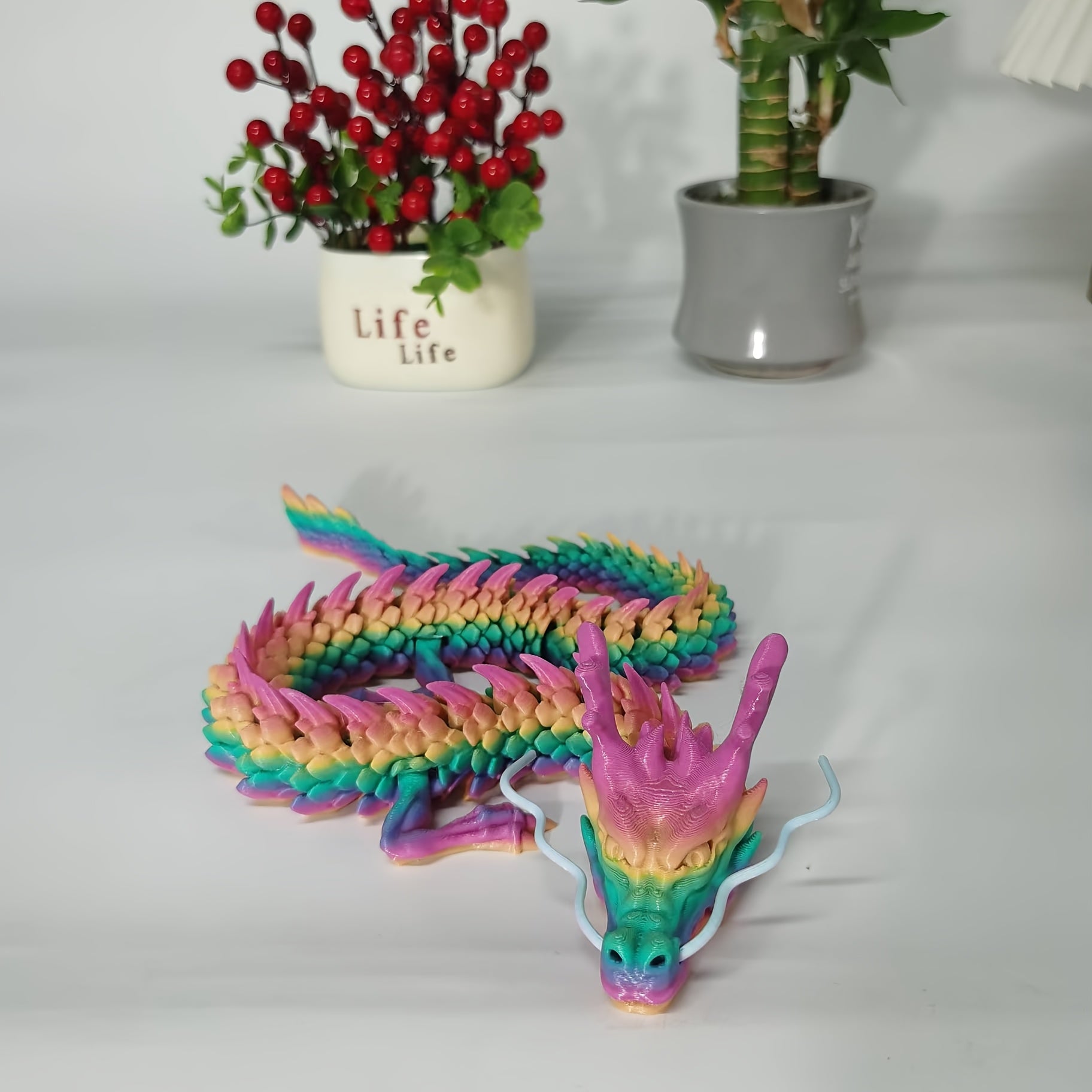 Flexible 3D Printed Dragon Figurine Multicolor Decor Gift
