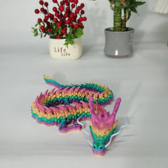 Flexible 3D Printed Dragon Figurine Multicolor Decor Gift