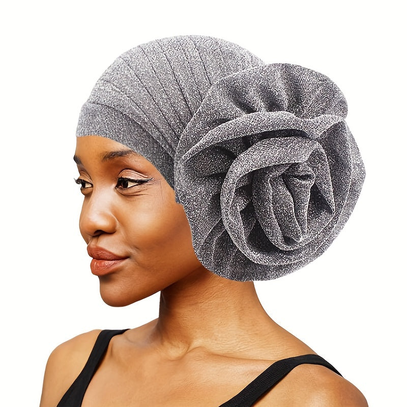 Glitter Turban Cap Head Wrap Solid Bandana Beanie Casual Hijab Head Scarves