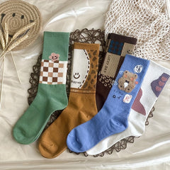 8 Pairs Cartoon Socks Women's Stockings