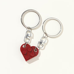Couple Heart Keychain Set - Boyfriend Girlfriend Matching Gift