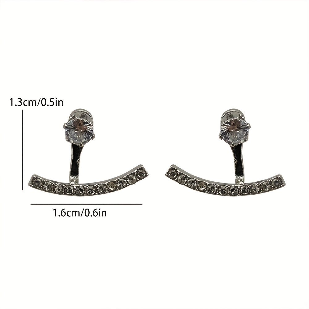 Minimalist Style Synthetic Gems Stud Earrings 18K Plated