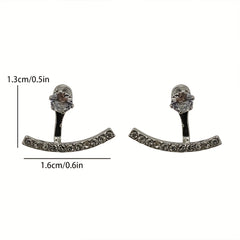 Minimalist Style Synthetic Gems Stud Earrings 18K Plated
