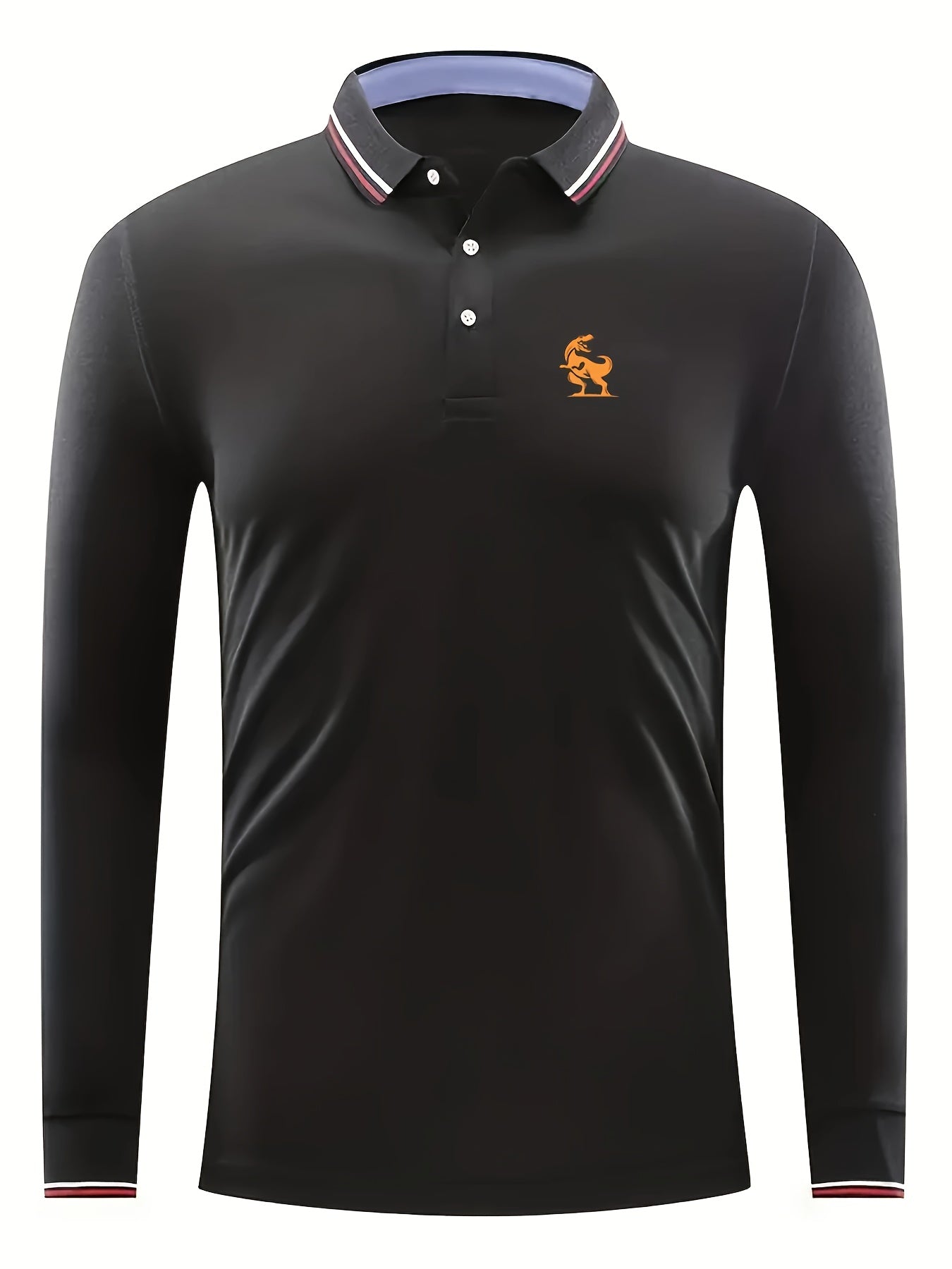Men's Dragon Print Long Sleeve Shirt for Golf Tennis Sports