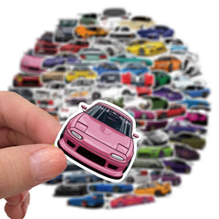 100pcs Cartoon Race Car Waterproof Stickers