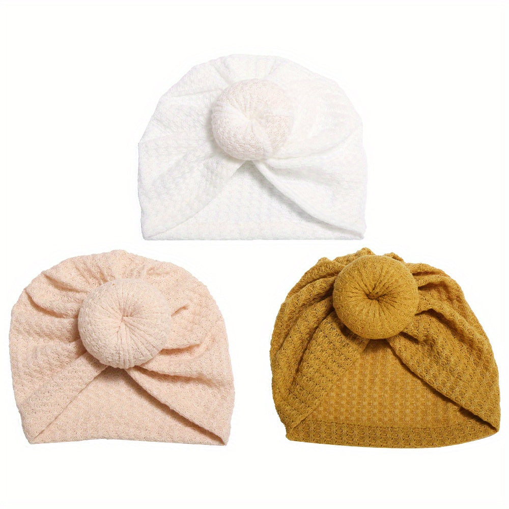 3Pcs Girls Plain Hat Turban Headwraps Elastic Soft Hat