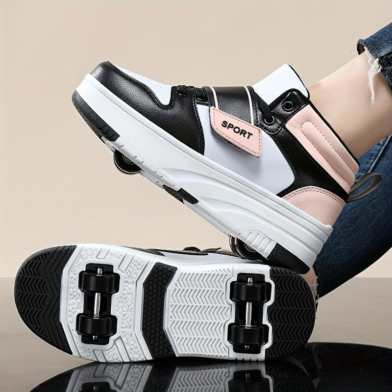 Girl's Roller Shoes Hook Loop Fastener Skate Sneakers Kids Teen Outdoor