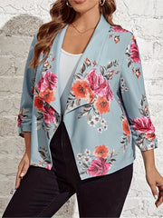  Floral Print Half Sleeve Blazer