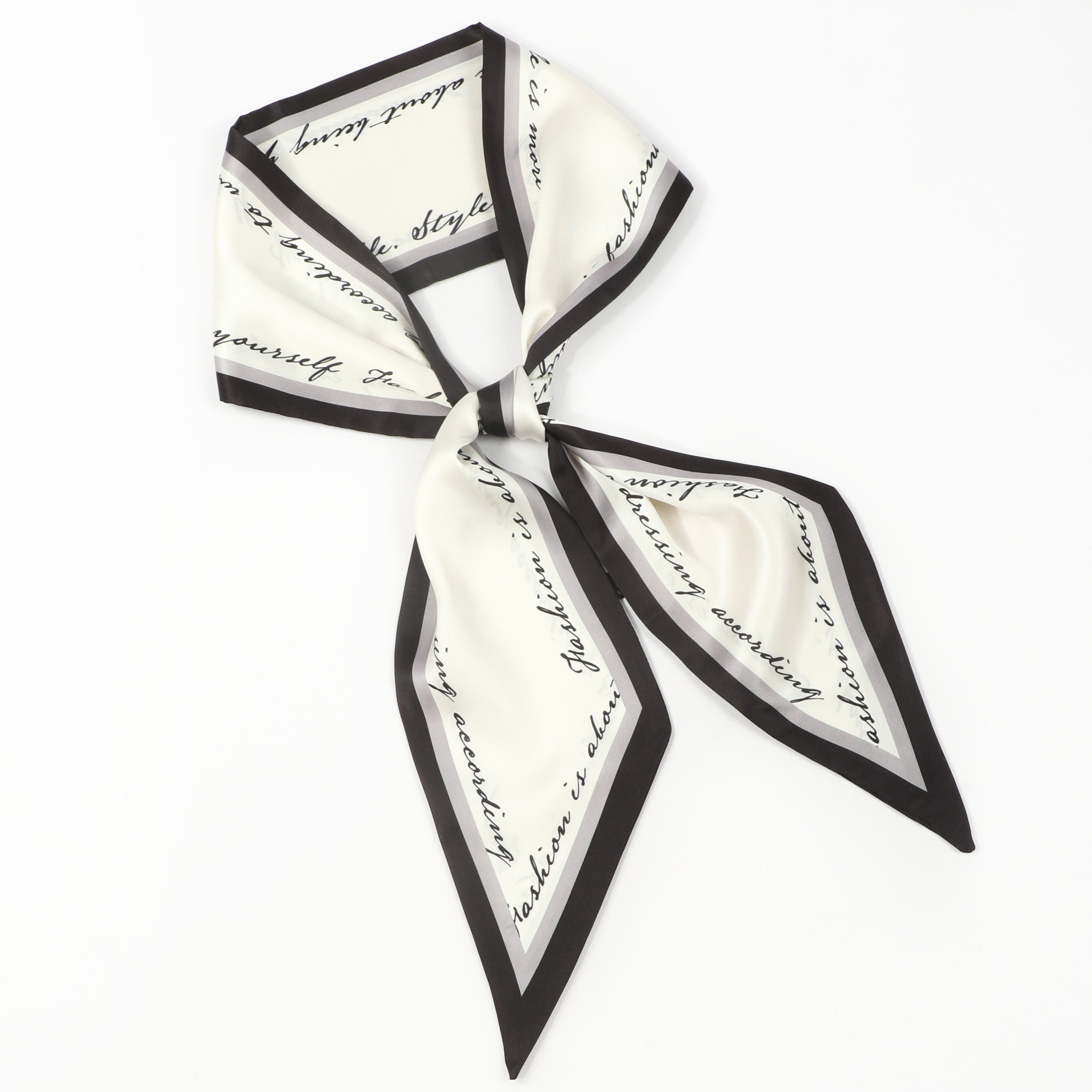 Border Ribbon Scarf Silk Feeling Skinny Scarf Neck Scarf Hairband