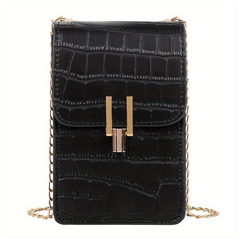 Crocodile Embossed Cell Phone Bag Mini Crossbody Purse