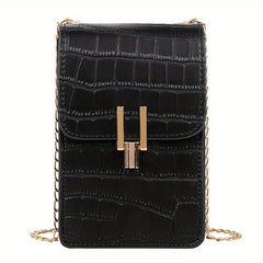 Crocodile Embossed Cell Phone Bag Mini Crossbody Purse