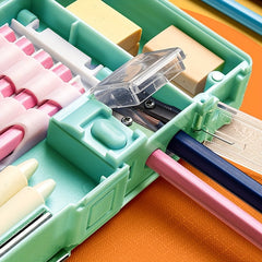 Large Capacity Double Layer Plastic Pen Box