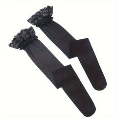 Lace Trim Thigh High Socks Over The Knee Women's Stockings