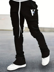 Men s Flare Pants V Pattern Drawstring