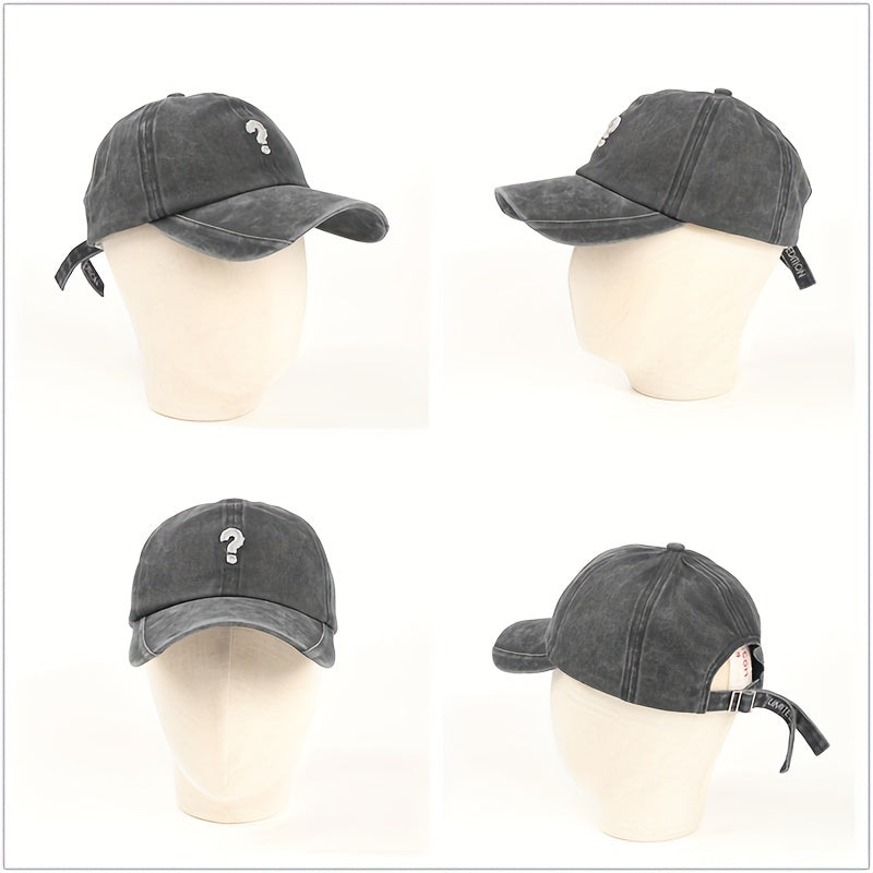 Vintage Mark Baseball Cap Street Retro Washed Denim Soft Top Curved Peaked Cap