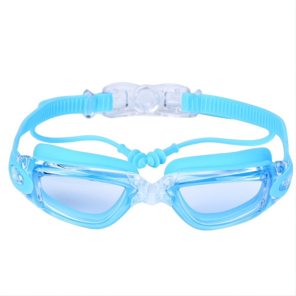 HD Waterproof Swim Goggles w/ Earplugs Ideal for Myopia & Transparent Swimming