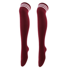 Striped Trim Thigh High Socks Over The Knee Stockings