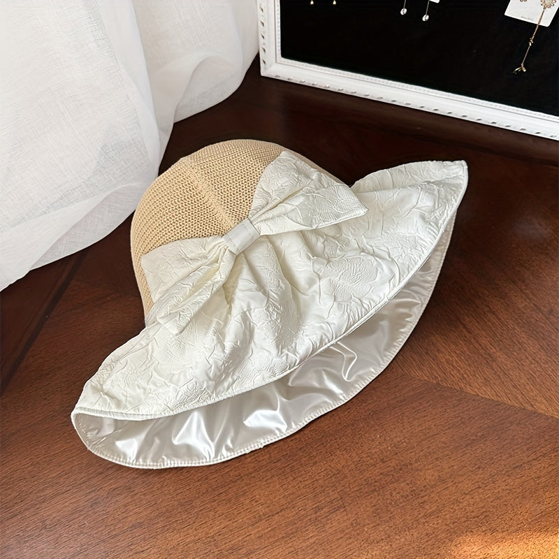 Bowknot Embossed Bucket Hat UV Protection