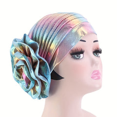 Laser Top Flower Turban Hat Gradient Bonnet Beanie Caps