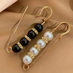 2Pcs Faux Pearl Waist Buckle Set Adjustable Jeans Pin Brooch Pants Buckle