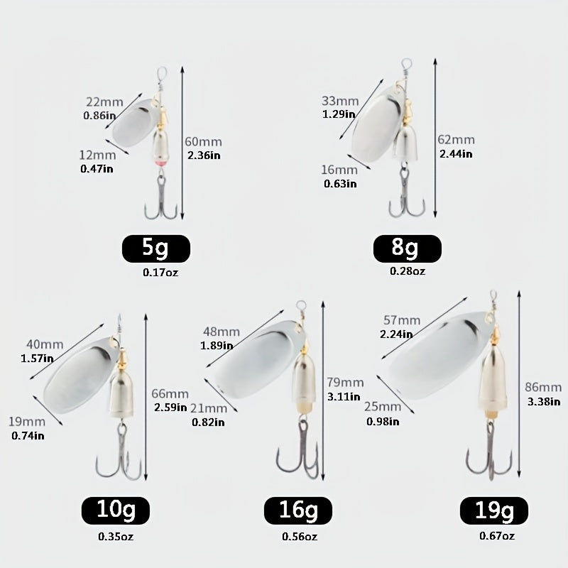 Artificial Sequin Fishing Lures Metal Spinner Spoon Bait Fishing Tackle 5g-19g
