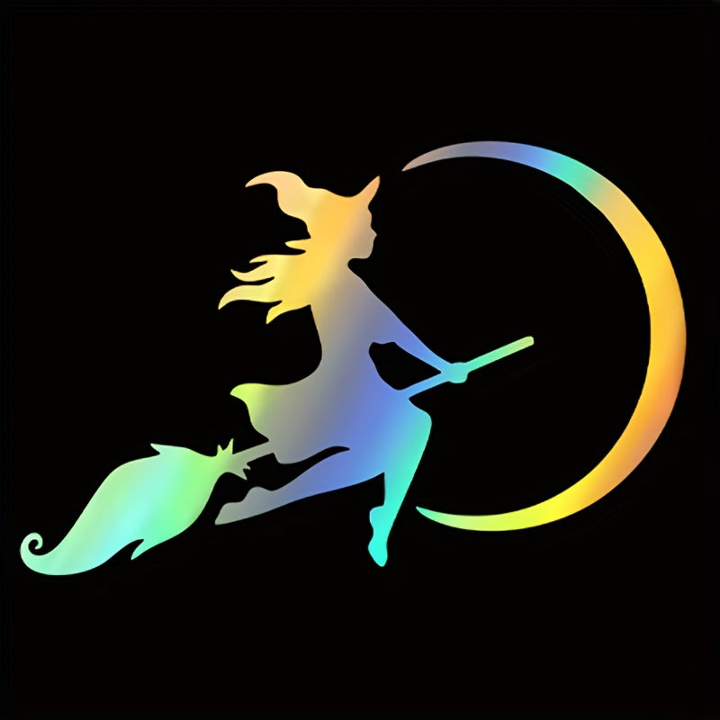 Witch Flying To Moon Vinyl Car Sticker Decals