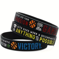 3pcs Victory Basketball Motivational Silicone Bracelets