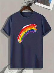 Rainbow Pattern Print Men's Comfy Sports T-shirt Graphic Tee