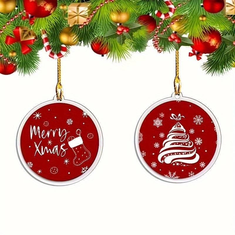 6pcs Christmas Acrylic Decorations Car Pendants Tree Pendants