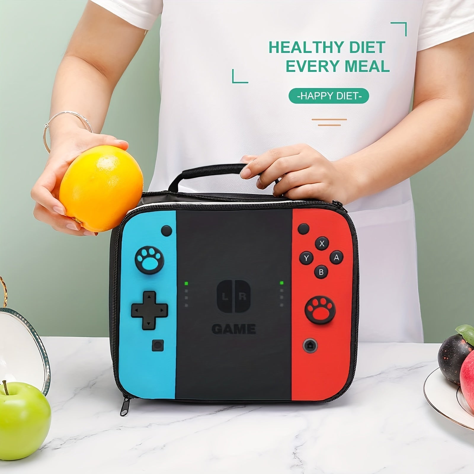 Retro Game Pattern Lunch Bag - Insulated Waterproof - Back to School