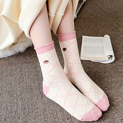 5 Pairs Cartoon Print Socks Cute & Comfy Mid Tube Stockings Women's Hosiery