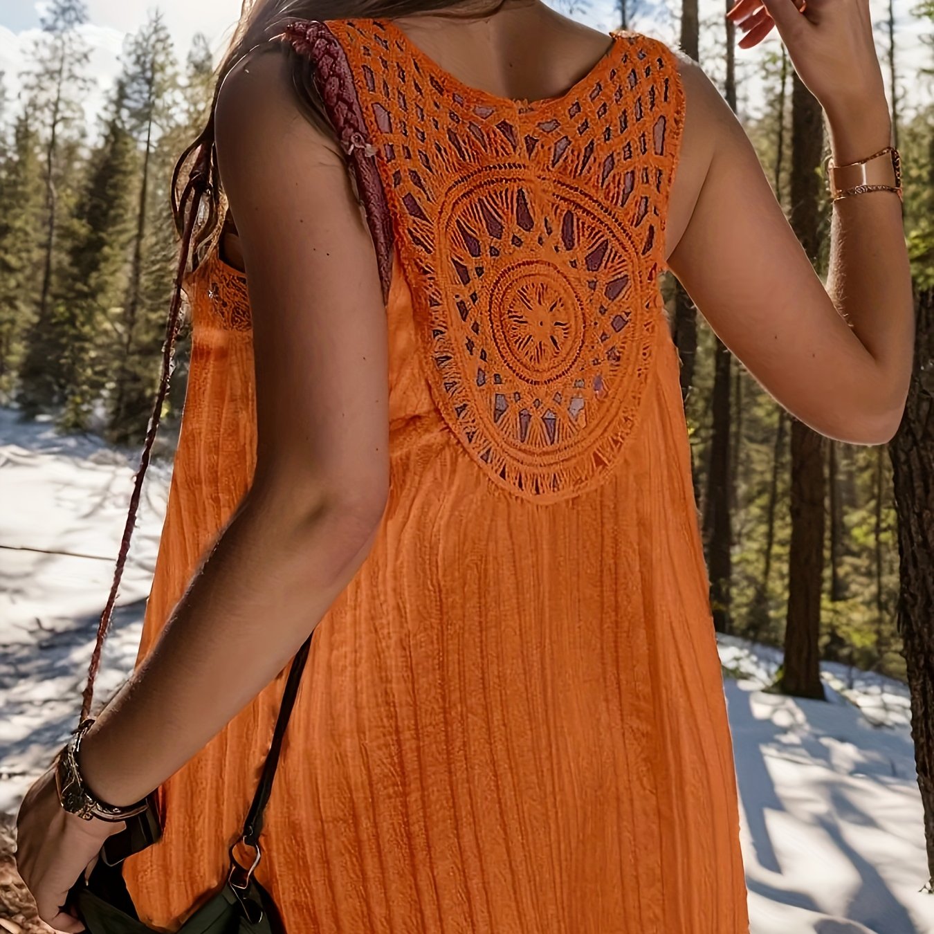  Boho Crochet Tank Top Round Neck