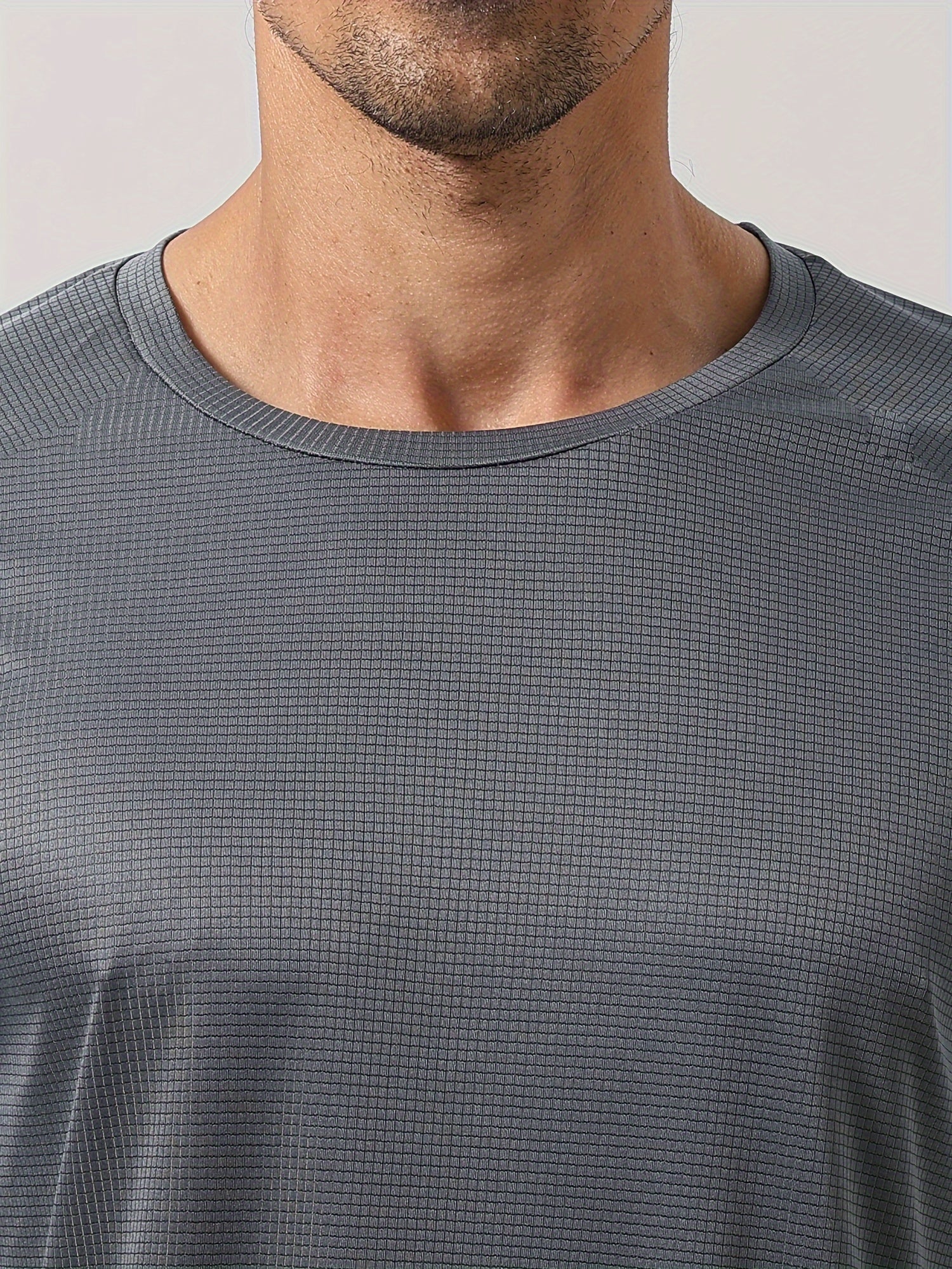Men's Solid Short Sleeve T shirt Active Comfy High Stretch Crew Neck Tee