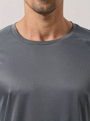 Men's Solid Short Sleeve T shirt Active Comfy High Stretch Crew Neck Tee