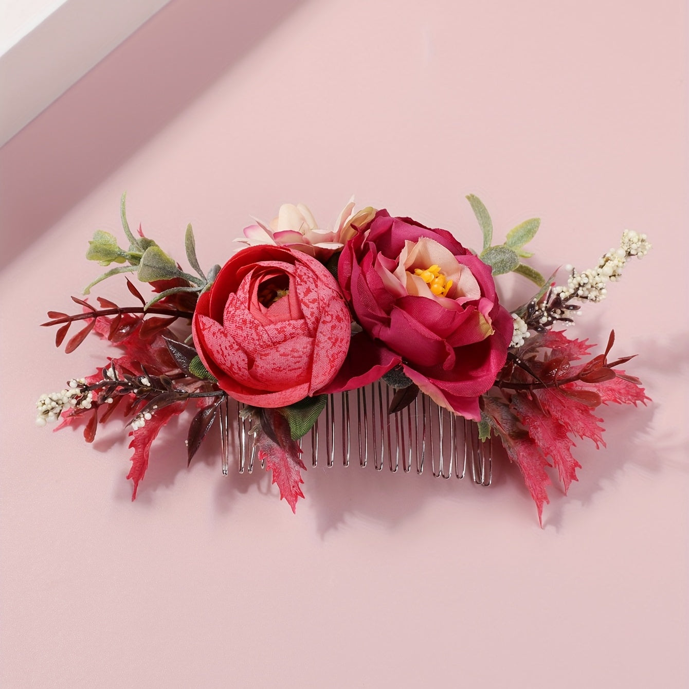 Rose Flower Metal Hair Comb for Summer Beach Vacation