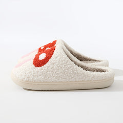 Funny Mushroom Pattern Slippers Plush Lined Slip On Shoes