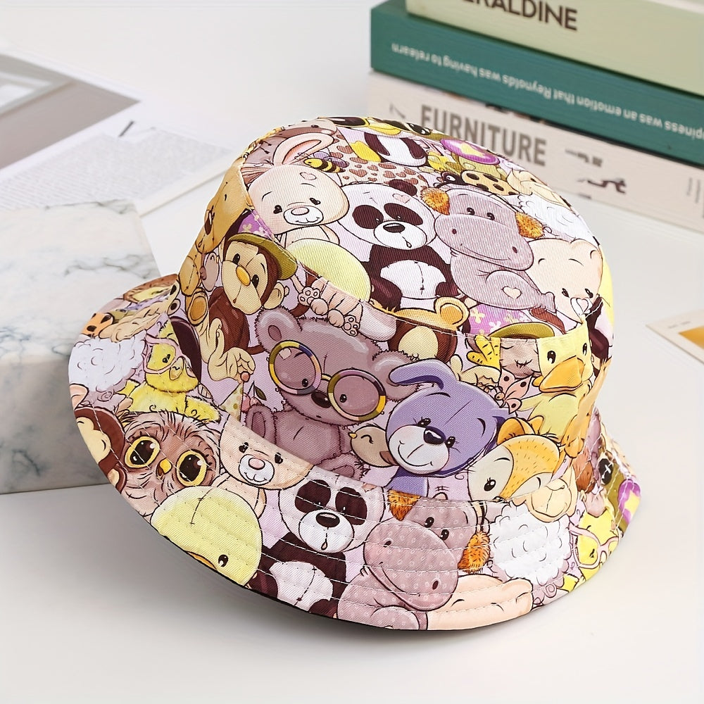 Kids Animal Pattern Reversible Sun Hat for Outdoor Travel