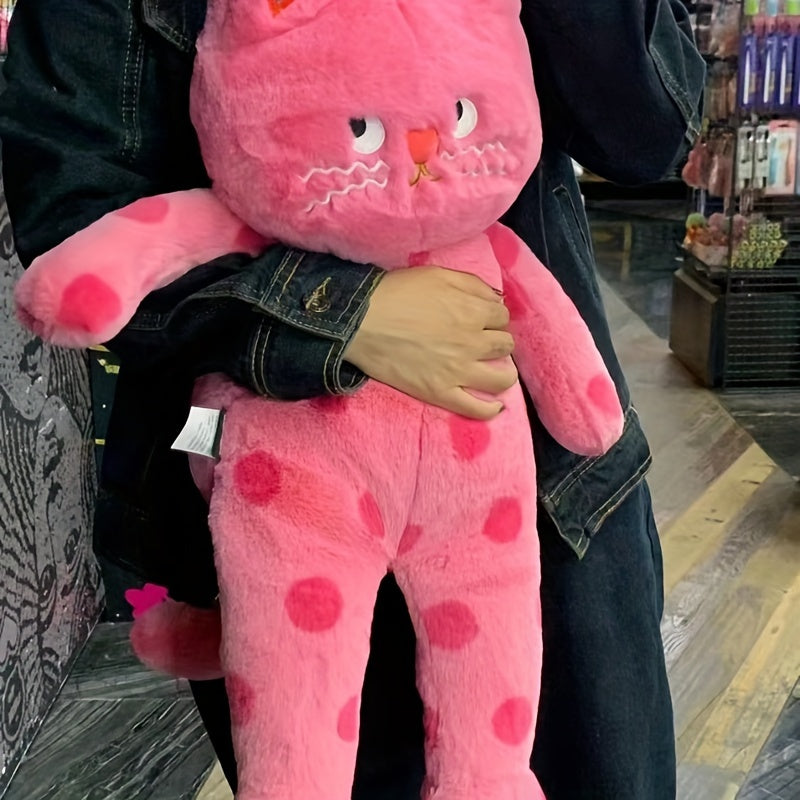 Pink Polka Dot Cat Plush Toy Big Cat Doll Pillow Gift Year Present Room Decor