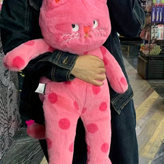 Pink Polka Dot Cat Plush Toy Big Cat Doll Pillow Gift Year Present Room Decor
