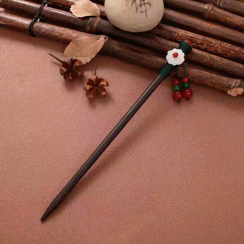 Ancient Chinese Wooden Hair Stick Ponytail Holder Cheongsam Costume Hair Accesso
