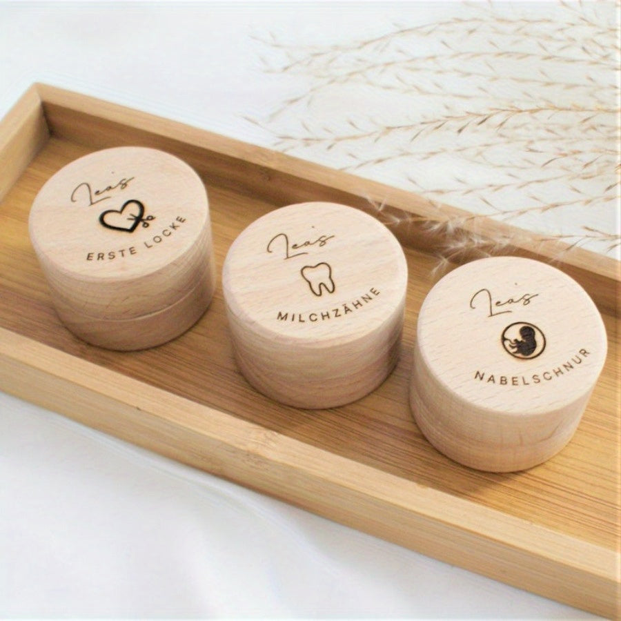 Personalized Wooden Keepsake Box for Baby's First Hair, Umbilical Cord, & Milk