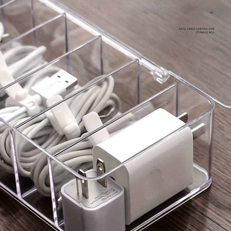 8-Compartment Cable Storage Box with Lid