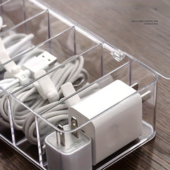 8-Compartment Cable Storage Box with Lid