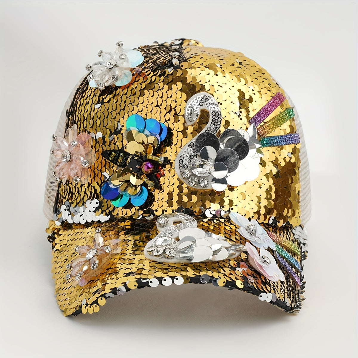 Rhinestone Sequin Baseball Cap Women's Sunshade Peaked Cap