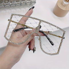 Rhinestone Mesh Shield Glasses for Women
