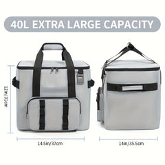 40L Insulated Picnic Bag Large Capacity Outdoor Cooler Durable Oxford Fabric