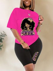  Women's Cartoon Print Crop Top & Shorts Set