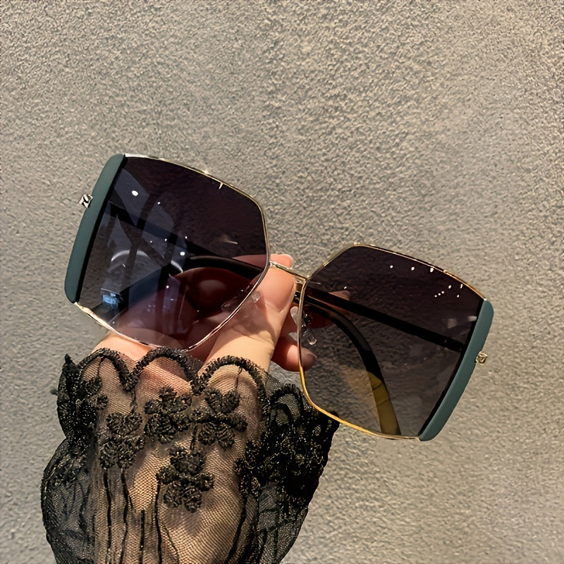 Oversized Square Sunglasses Gradient Metal Sun Glasses UV400