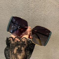 Oversized Square Sunglasses Gradient Metal Sun Glasses UV400